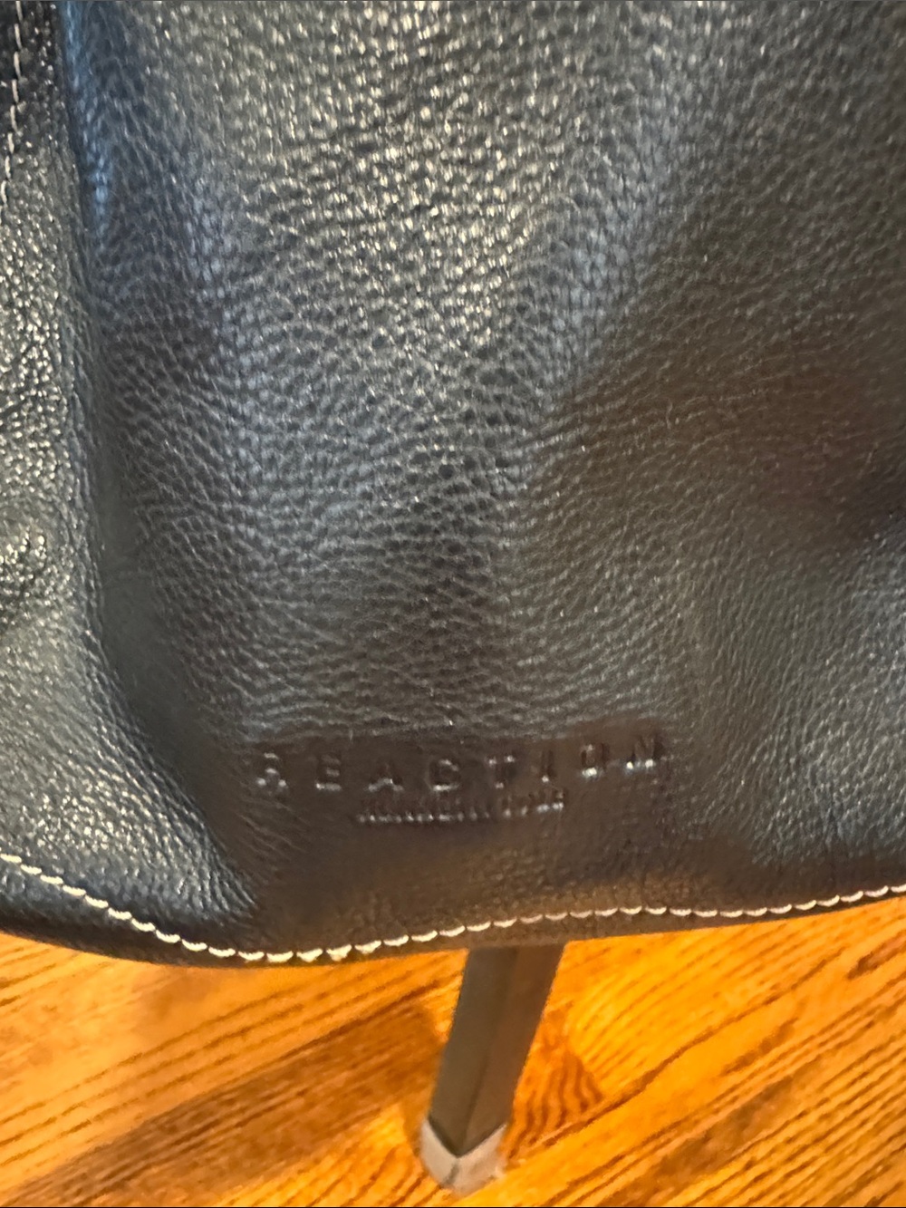 Kenneth Cole Reaction Black Leather Drawstring Bucket Shoulder Bag - Picture 2 of 6